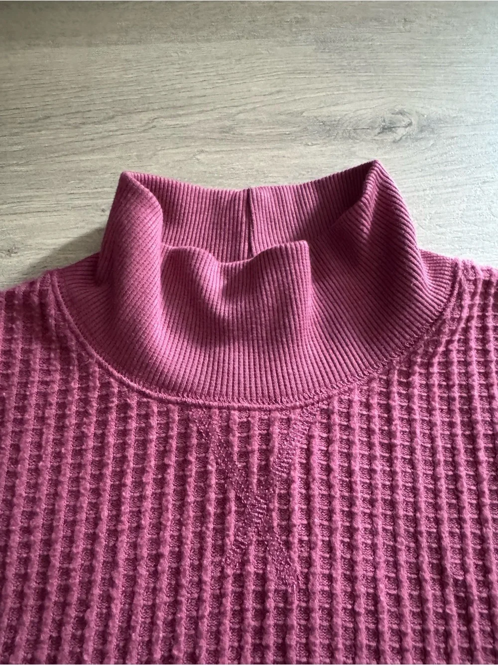 UpWest Rose-Mauve Waffle Turtleneck Sweater